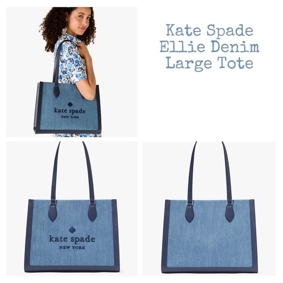 NWT- Kate Spade Ellie Denim Large Tote - Picture 1 of 8